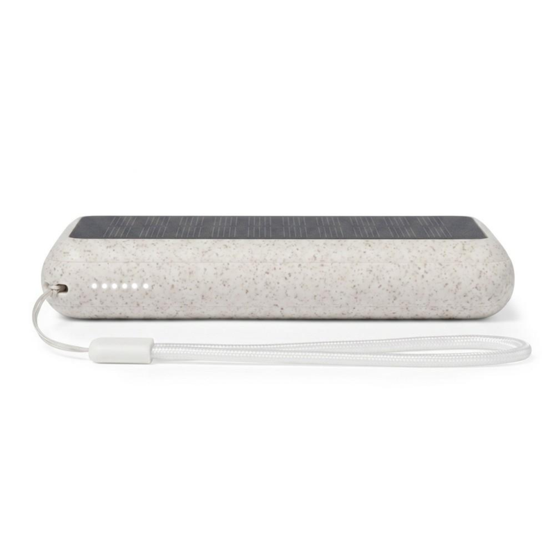 Power bank 5000 mAh ze słomy pszenicznej, ładowarka słoneczna z logo V1353-00 - 7