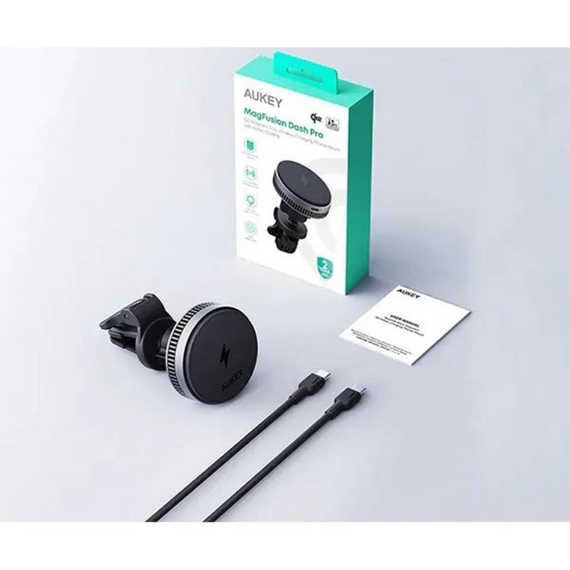 Samochodowy uchwyt do telefonu, magnetyczna ładowarka bezprzewodowa 15W Aukey z logo VAM09-03 - 12