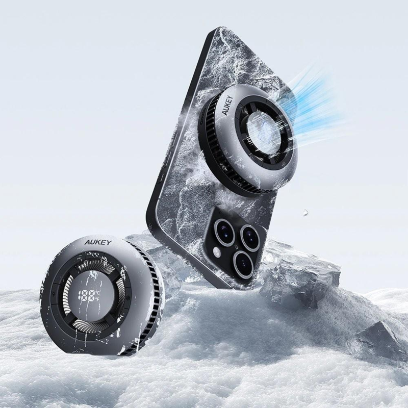 Magnetyczna ładowarka bezprzewodowa 15W z wentylatorem Aukey z logo VAM10-15 - 5