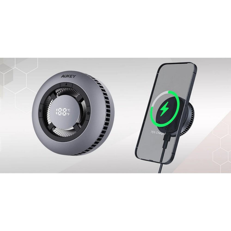 Magnetyczna ładowarka bezprzewodowa 15W z wentylatorem Aukey z logo VAM10-15 - 6