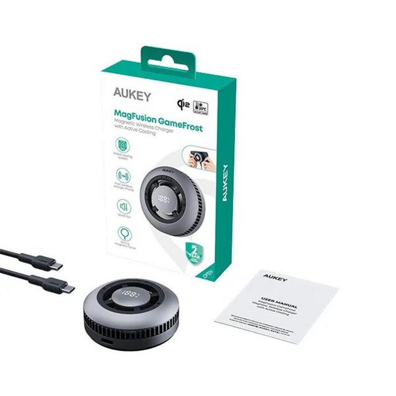 Magnetyczna ładowarka bezprzewodowa 15W z wentylatorem Aukey z logo VAM10-15 - 10