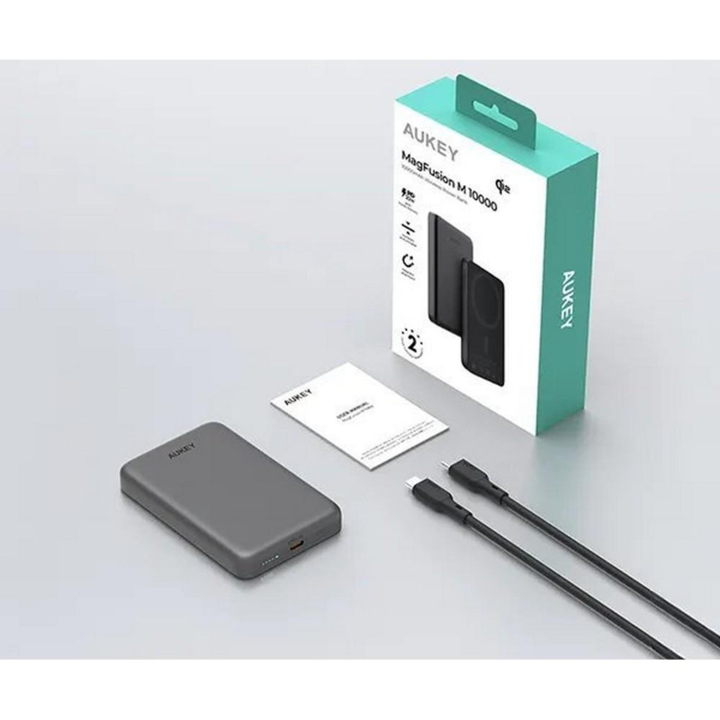 Magnetyczny, bezprzewodowy power bank 10000 mAh Aukey z logo VAM12-03 - 9