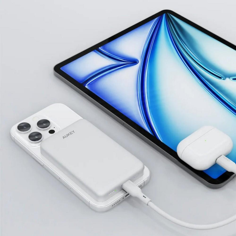 Magnetyczny, bezprzewodowy power bank 10000 mAh Aukey z logo VAM12-32 - 3