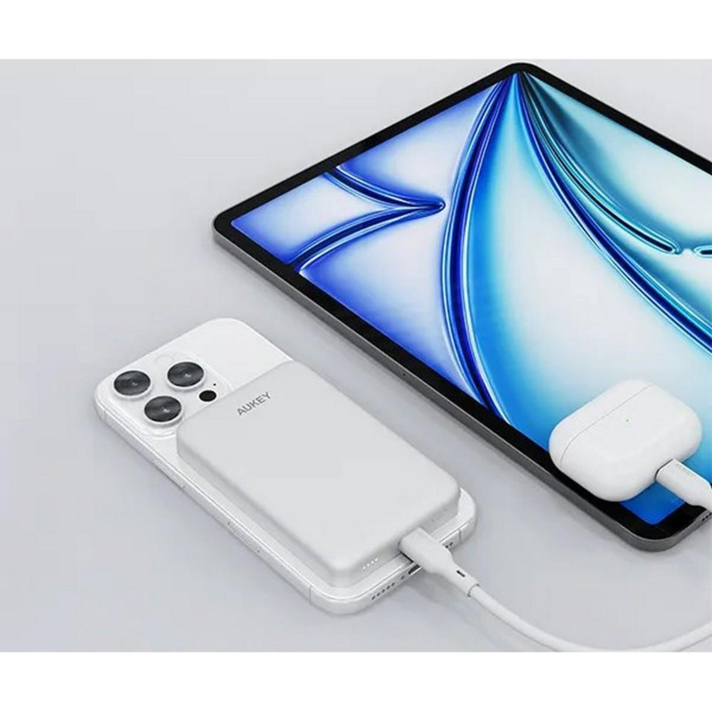 Magnetyczny, bezprzewodowy power bank 10000 mAh Aukey z logo VAM12-32 - 11
