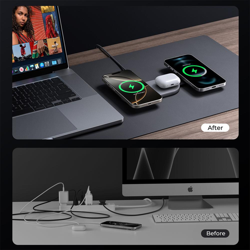 Ładowarka bezprzewodowa 3 w 1 25W Aukey z logo VAM17-15 - 3