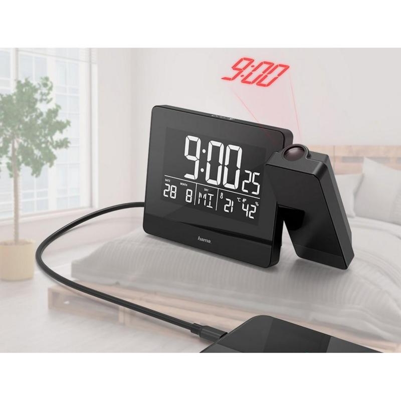 Zegar, budzik z projektorem Hama Plus Charge z logo VH062-03 - 2