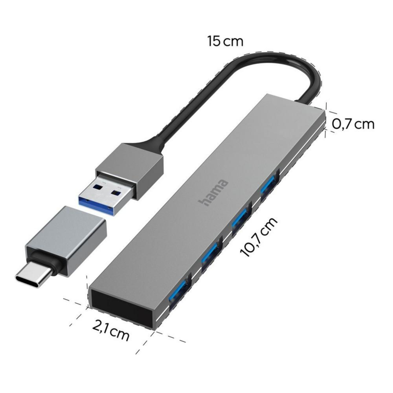 Hub USB, USB-C Hama z logo VH072-19 - 5